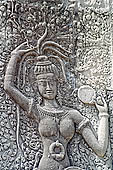 Angkor Wat temple, the fourth enclosure, the bas reliefs of the west gopura, superbly preserved devatas, either individually or in groups of two or three, amongst the finest in the monument. 